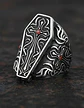 Gran Anillo Para Hombre Con Piedra Roja Estilo Punk Ataúd  - Miniatura 4