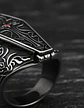 Gran Anillo Para Hombre Con Piedra Roja Estilo Punk Ataúd  - Miniatura 5