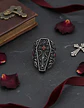 Gran Anillo Para Hombre Con Piedra Roja Estilo Punk Ataúd  - Miniatura 8