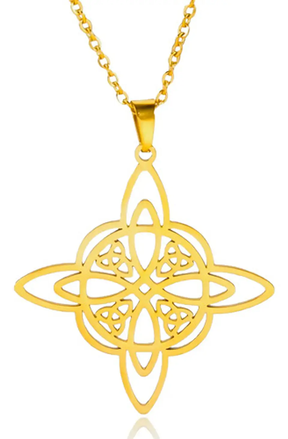 Collar Para Mujer Dije Celta Nudo De Brujas Color Oro Acero 1