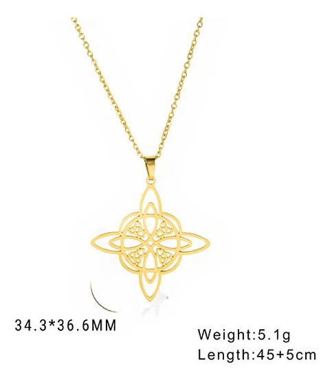 Collar Para Mujer Dije Celta Nudo De Brujas Color Oro Acero