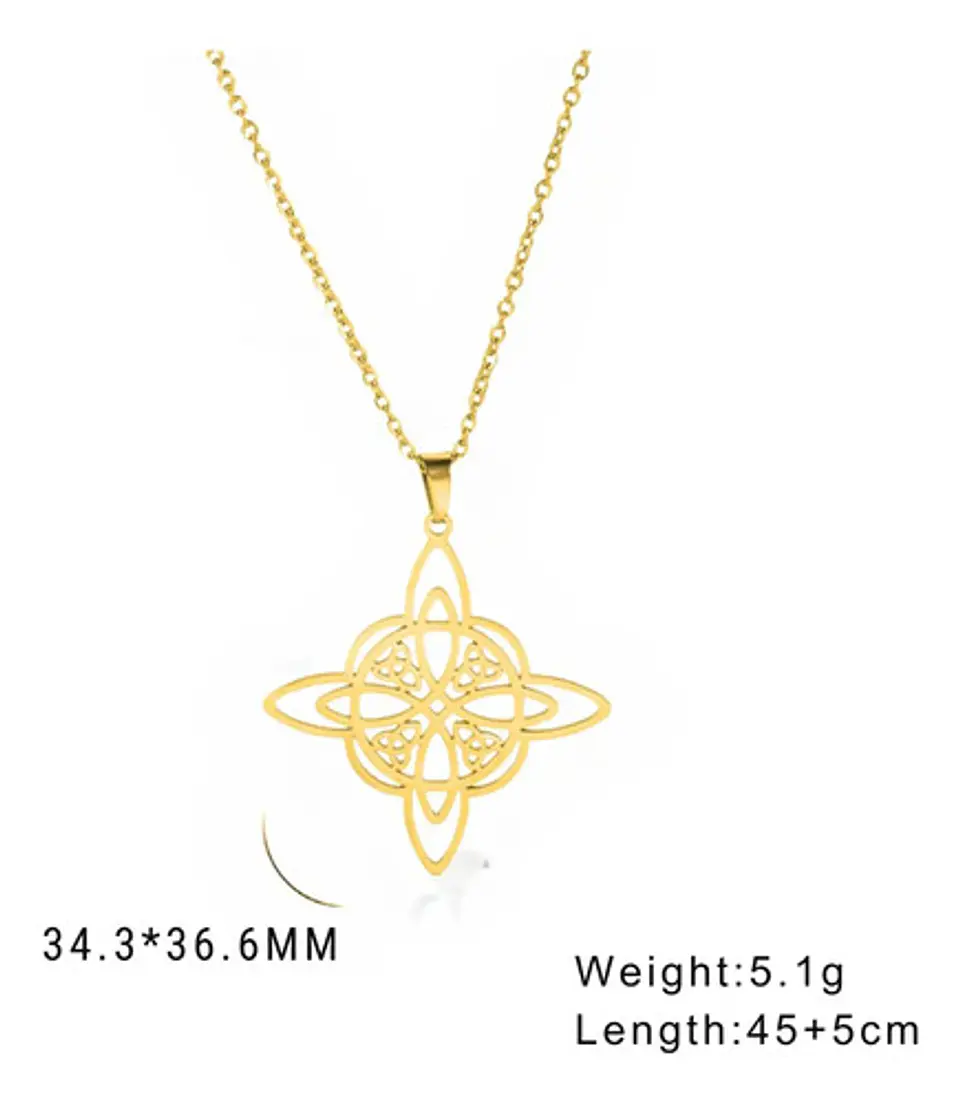 Collar Para Mujer Dije Celta Nudo De Brujas Color Oro Acero 2