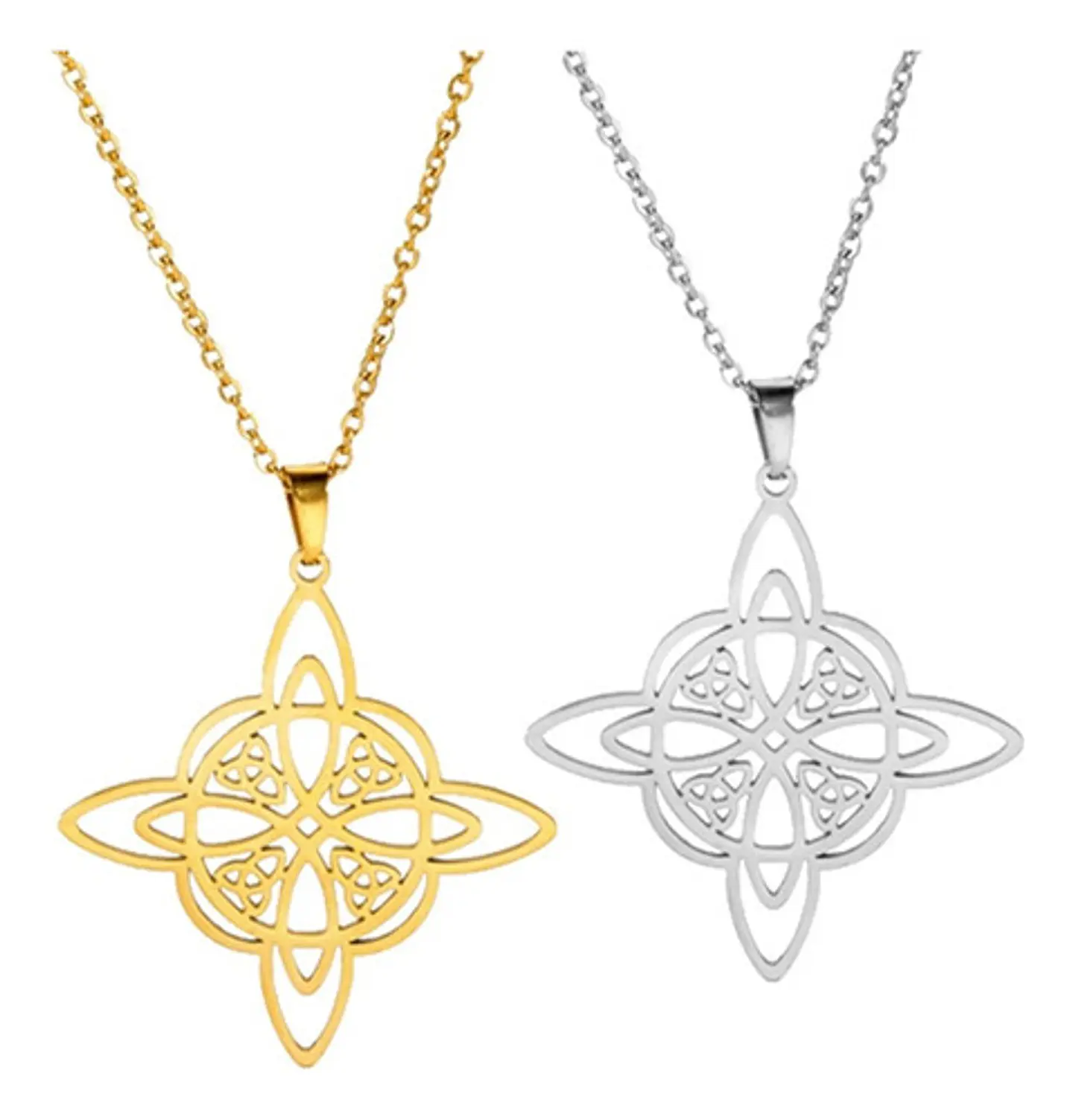 Collar Para Mujer Dije Celta Nudo De Brujas Color Oro Acero 14