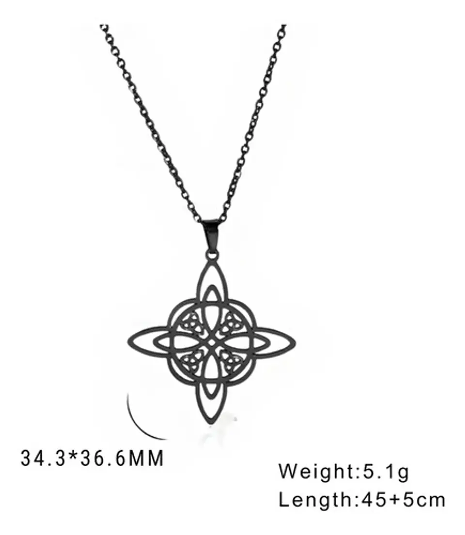 Collar Para Mujer Dije Celta Nudo De Brujas Color Oro Acero 16