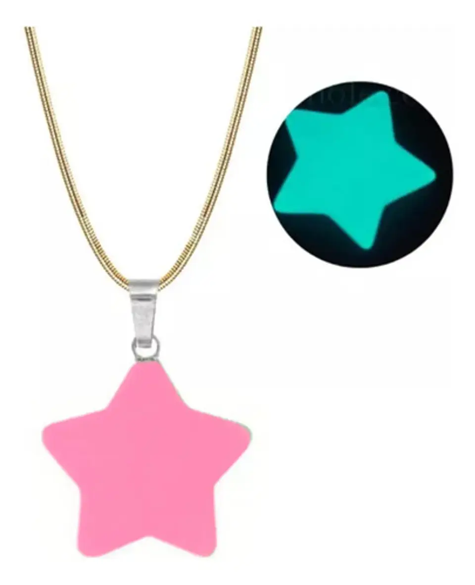 Collar Mujer Con Dije Cuarzo Estrella Brilla En La Oscuridad 34