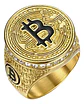 Anillo Para Hombre Cripto Bitcoin Hip Hop De Acero Color Oro - Miniatura 1