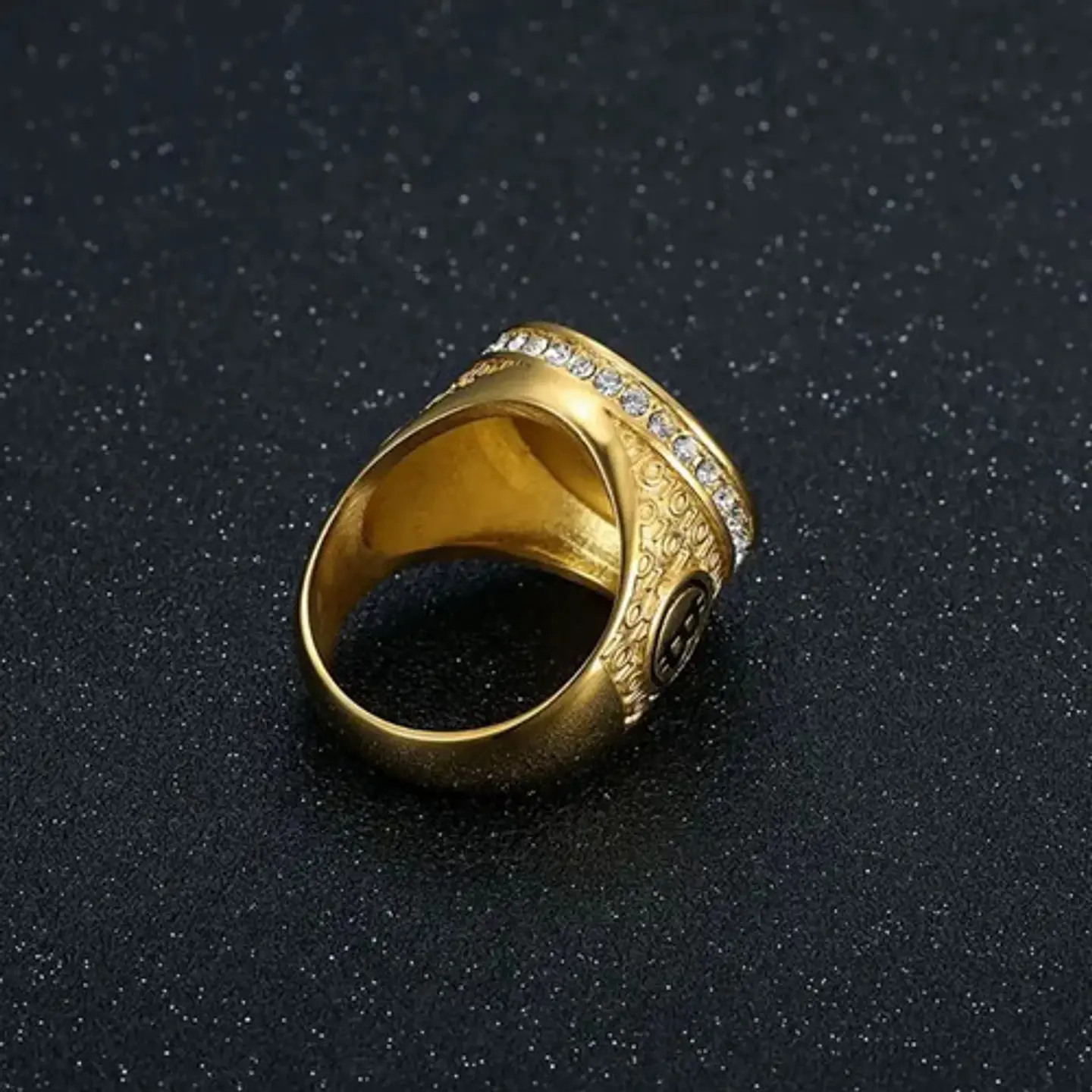 Anillo Para Hombre Cripto Bitcoin Hip Hop De Acero Color Oro 5