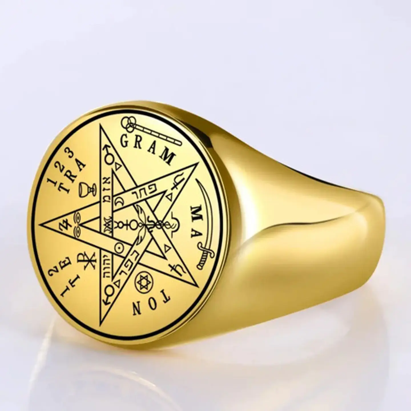 Anillo Hombre Y Mujer Tetragramaton Estrella Amuleto Salomon 3