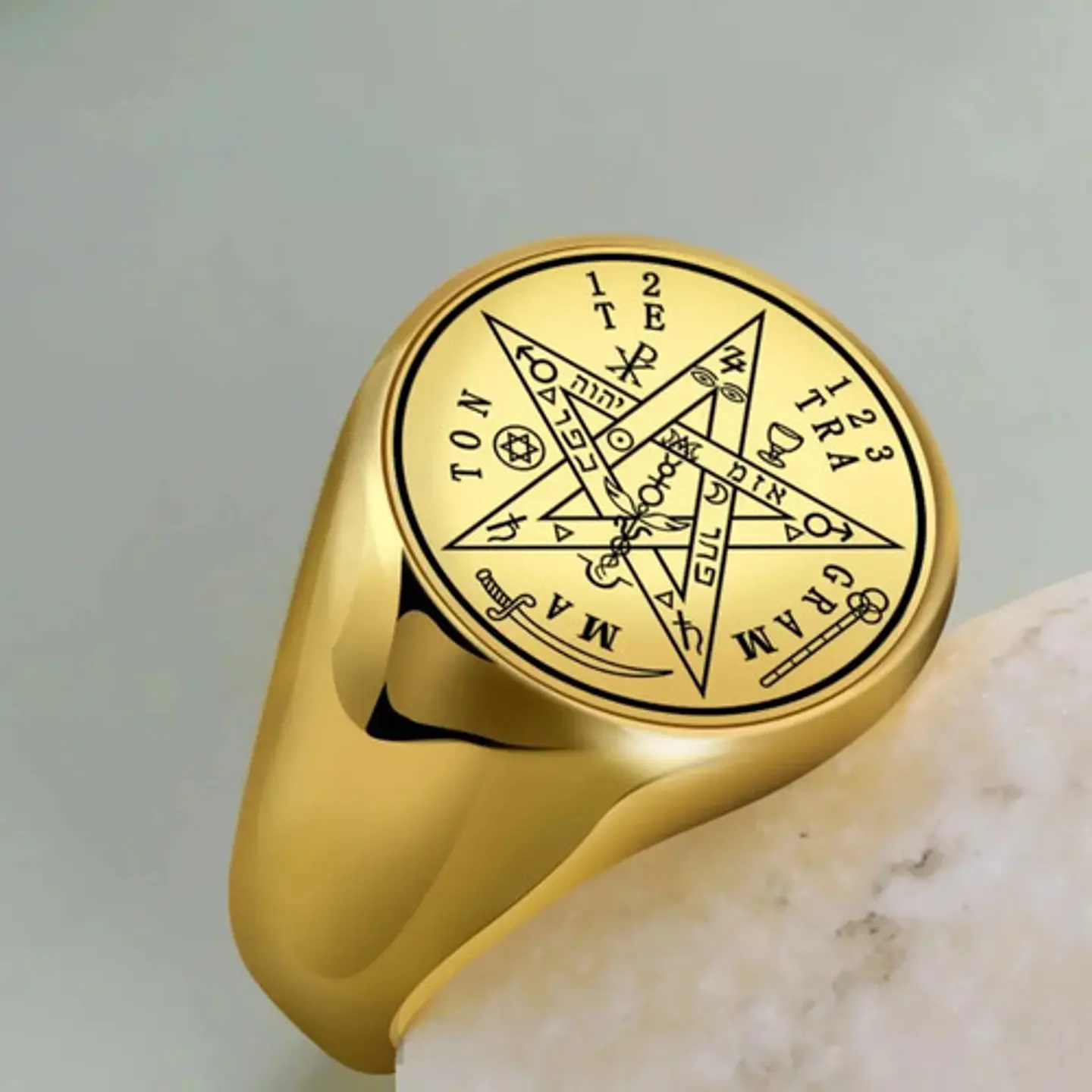 Anillo Hombre Y Mujer Tetragramaton Estrella Amuleto Salomon 7