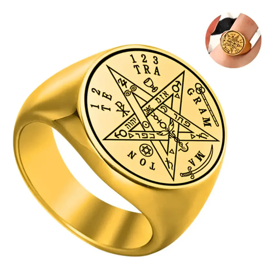 Anillo Hombre Y Mujer Tetragramaton Estrella Amuleto Salomon 8