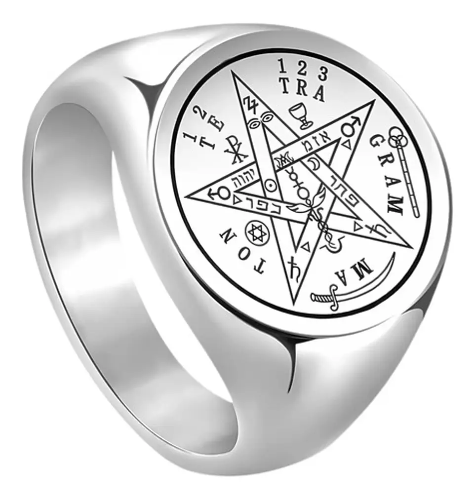 Anillo Hombre Y Mujer Tetragramaton Estrella Amuleto Salomon 11