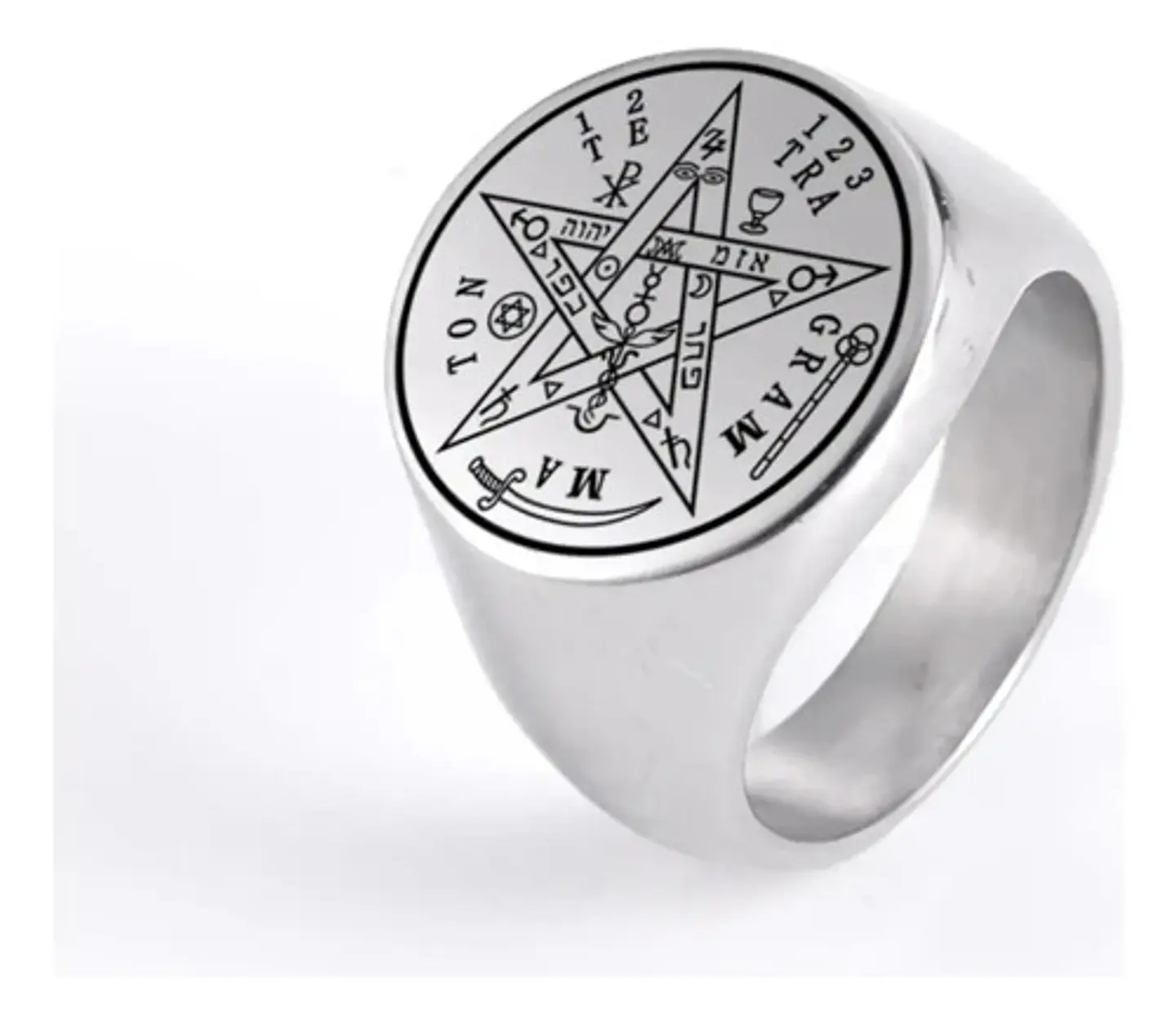 Anillo Hombre Y Mujer Tetragramaton Estrella Amuleto Salomon 13