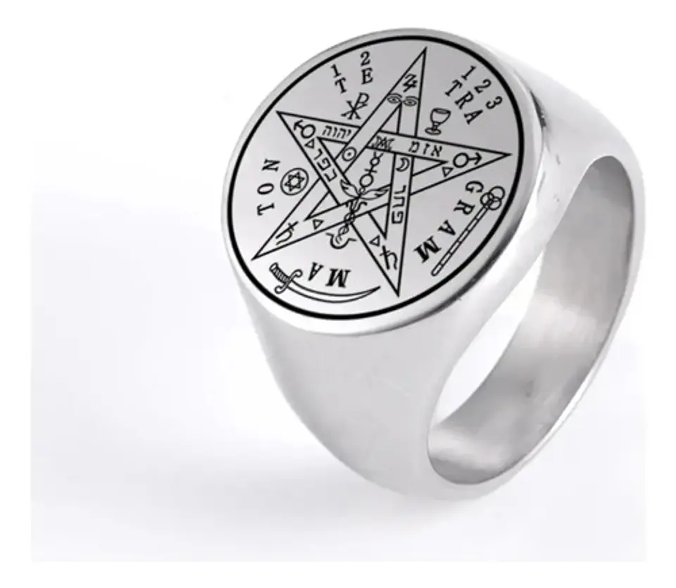 Anillo Hombre Y Mujer Tetragramaton Estrella Amuleto Salomon 13