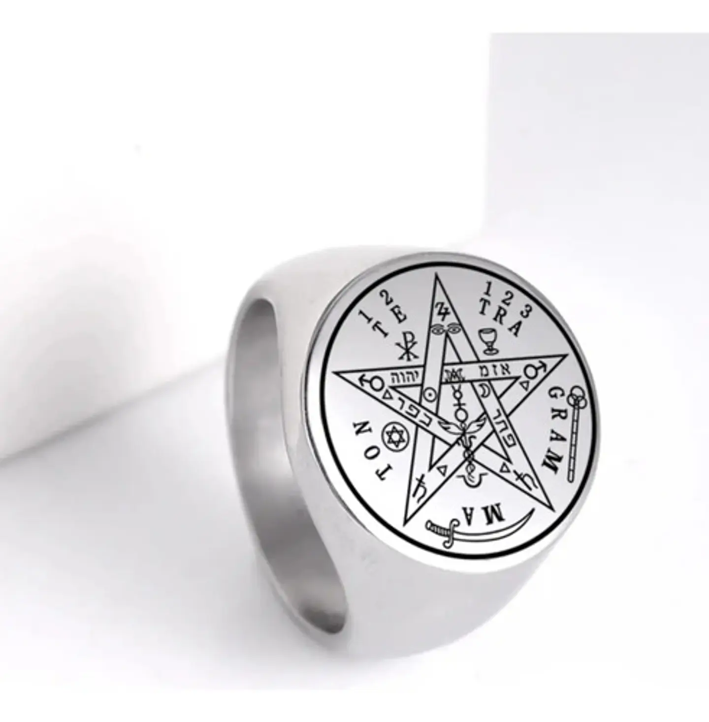 Anillo Hombre Y Mujer Tetragramaton Estrella Amuleto Salomon 14