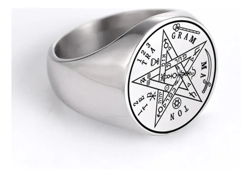 Anillo Hombre Y Mujer Tetragramaton Estrella Amuleto Salomon 15