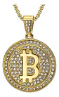 Collar Dije Bitcoin Para Hombre Hip Hop De Acero Color Oro - Miniatura 1