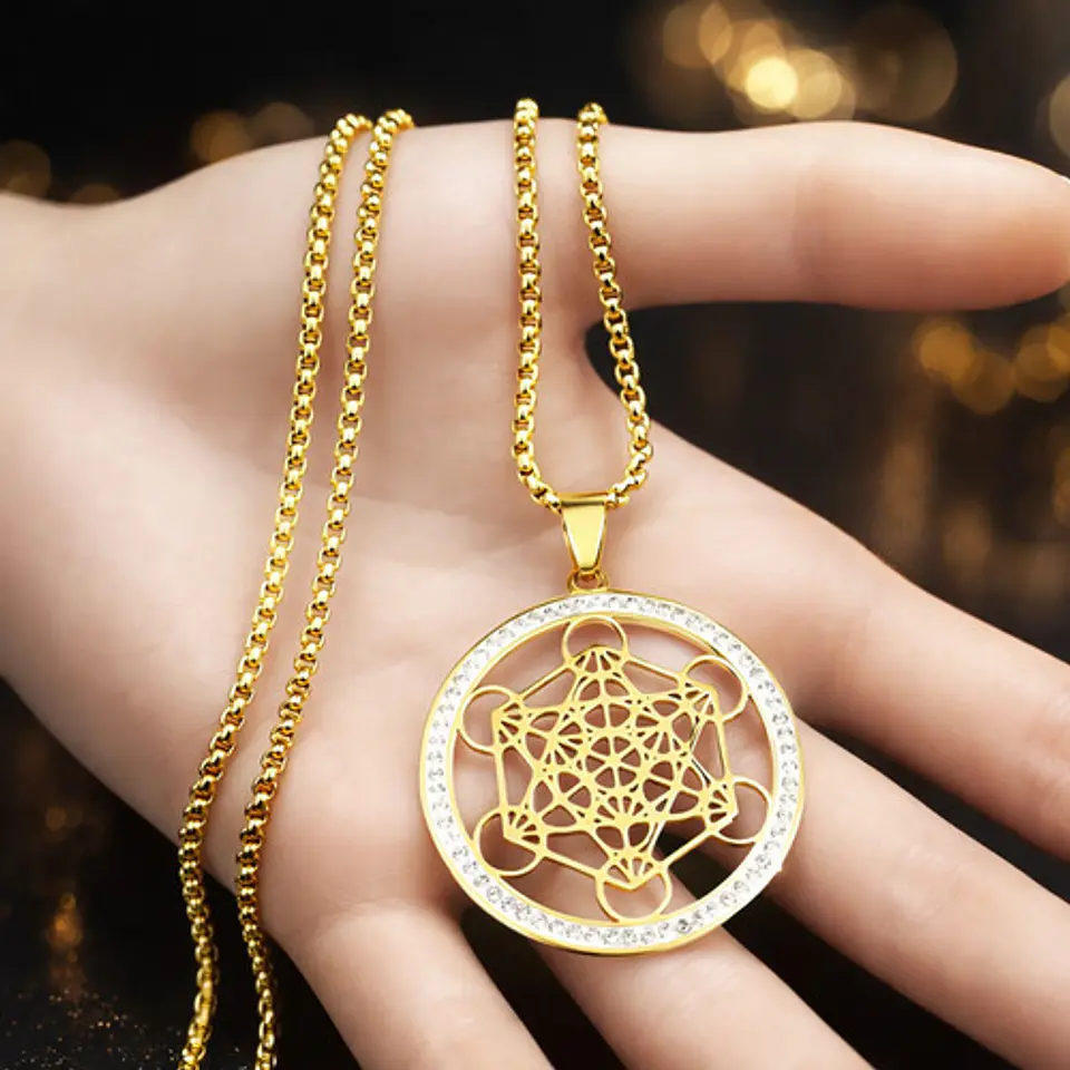 Collar Para Hombre Mujer Con Dije Metatron Geometría Sagrada 5