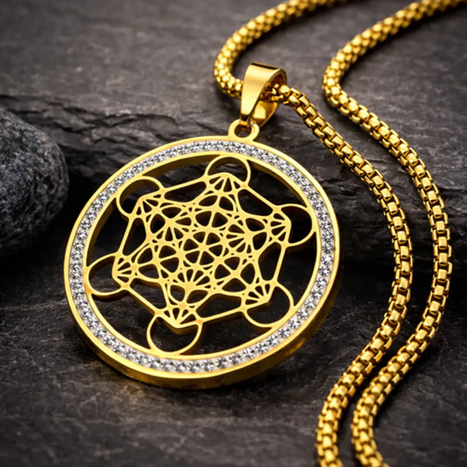 Collar Para Hombre Mujer Con Dije Metatron Geometría Sagrada 8