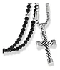 Collar Color Plata Cruz Piedras Acero Inoxidable Para Hombre - Miniatura 1