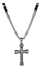 Collar Color Plata Cruz Piedras Acero Inoxidable Para Hombre - Miniatura 2