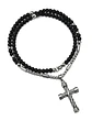 Collar Color Plata Cruz Piedras Acero Inoxidable Para Hombre - Miniatura 3