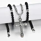 Collar Color Plata Cruz Piedras Acero Inoxidable Para Hombre - Miniatura 6