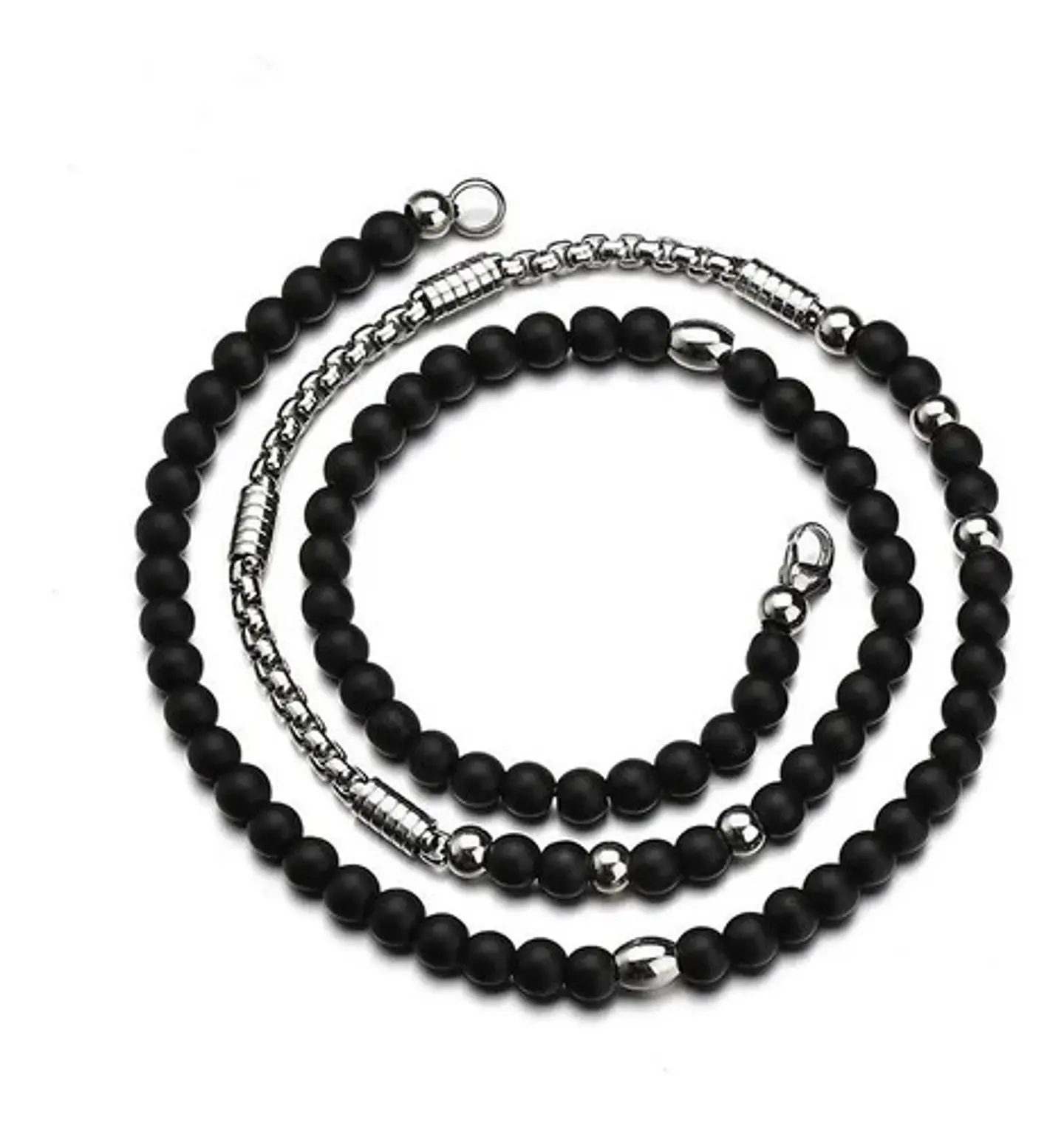 Collar Color Plata Cruz Piedras Acero Inoxidable Para Hombre 7