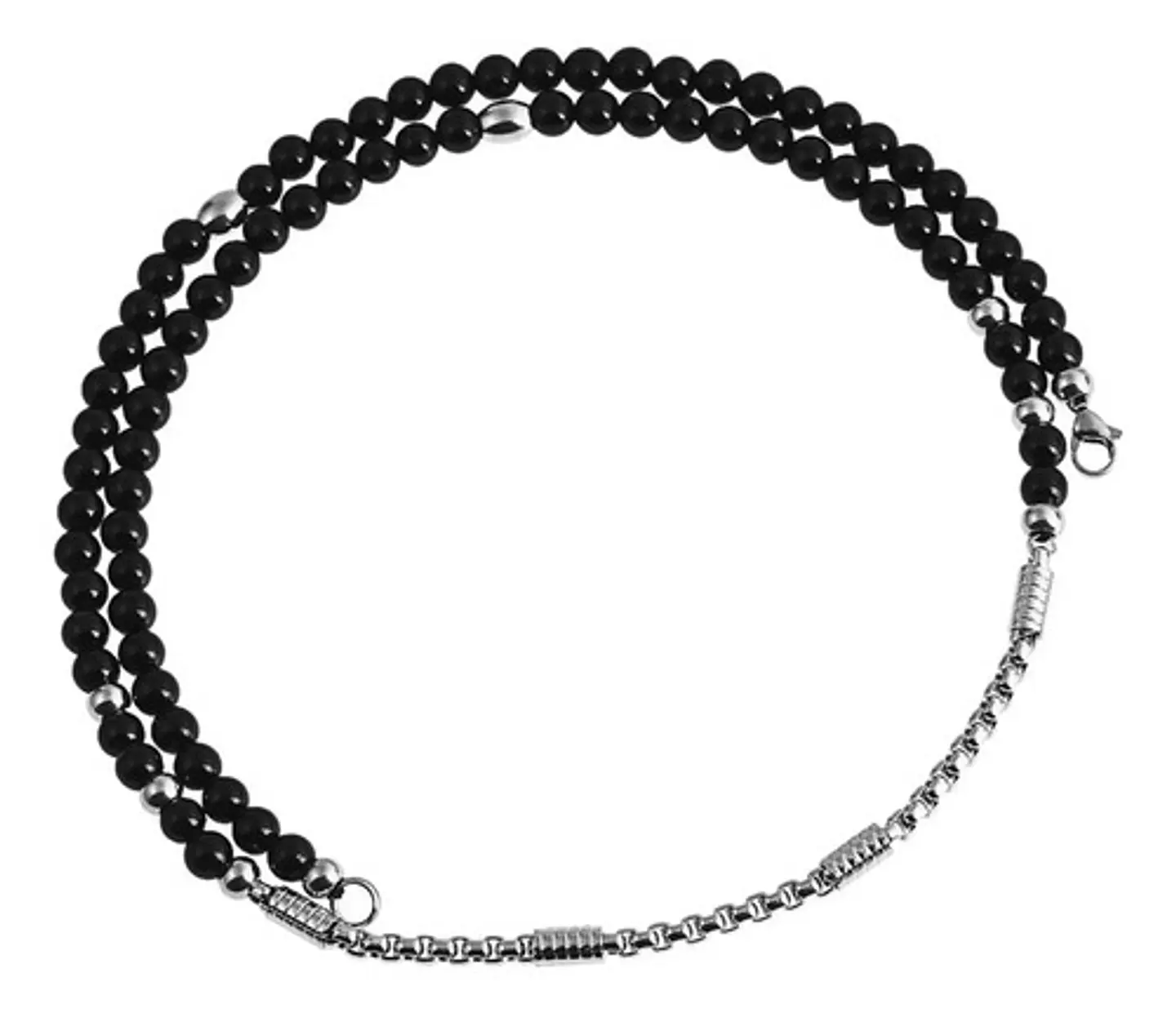 Collar Color Plata Cruz Piedras Acero Inoxidable Para Hombre 8