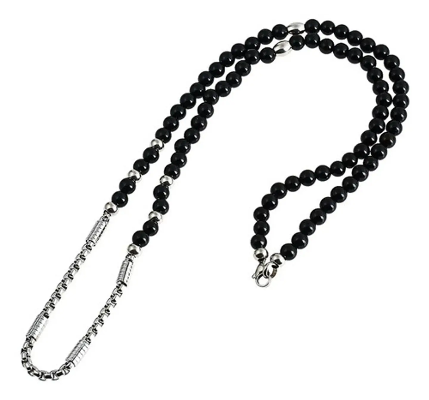Collar Color Plata Cruz Piedras Acero Inoxidable Para Hombre 9