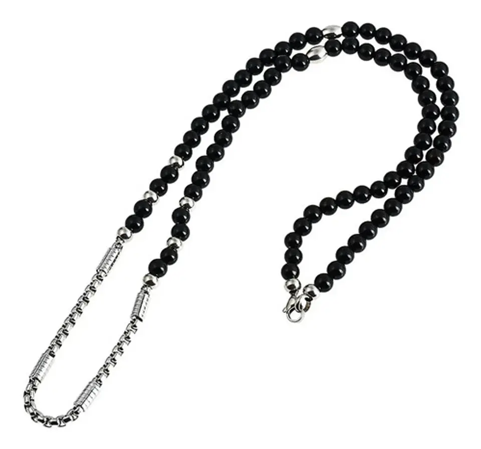 Collar Color Plata Cruz Piedras Acero Inoxidable Para Hombre 9