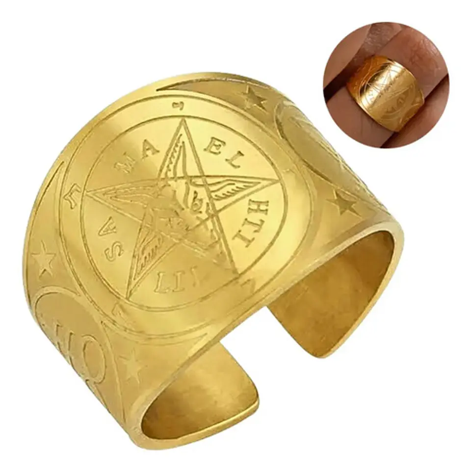 Anillo Hombre Y Mujer Con Sigil Pentagrama Baphomet Amuleto  1