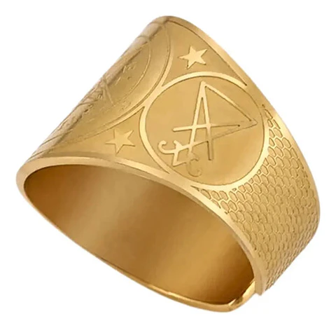Anillo Hombre Y Mujer Con Sigil Pentagrama Baphomet Amuleto 