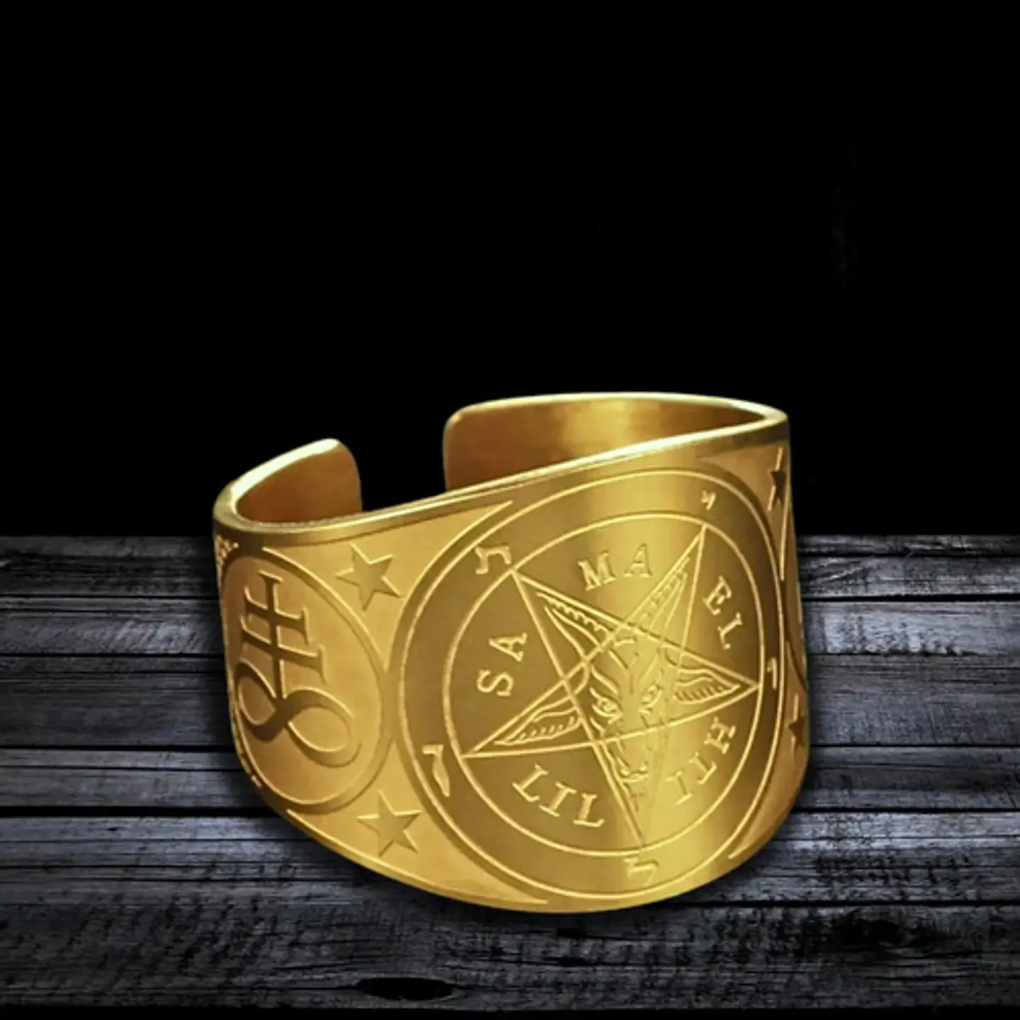 Anillo Hombre Y Mujer Con Sigil Pentagrama Baphomet Amuleto  5