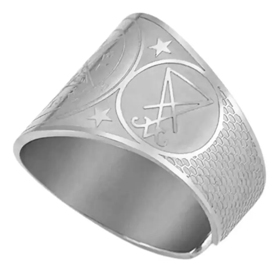 Anillo Hombre Y Mujer Con Sigil Pentagrama Baphomet Amuleto  8