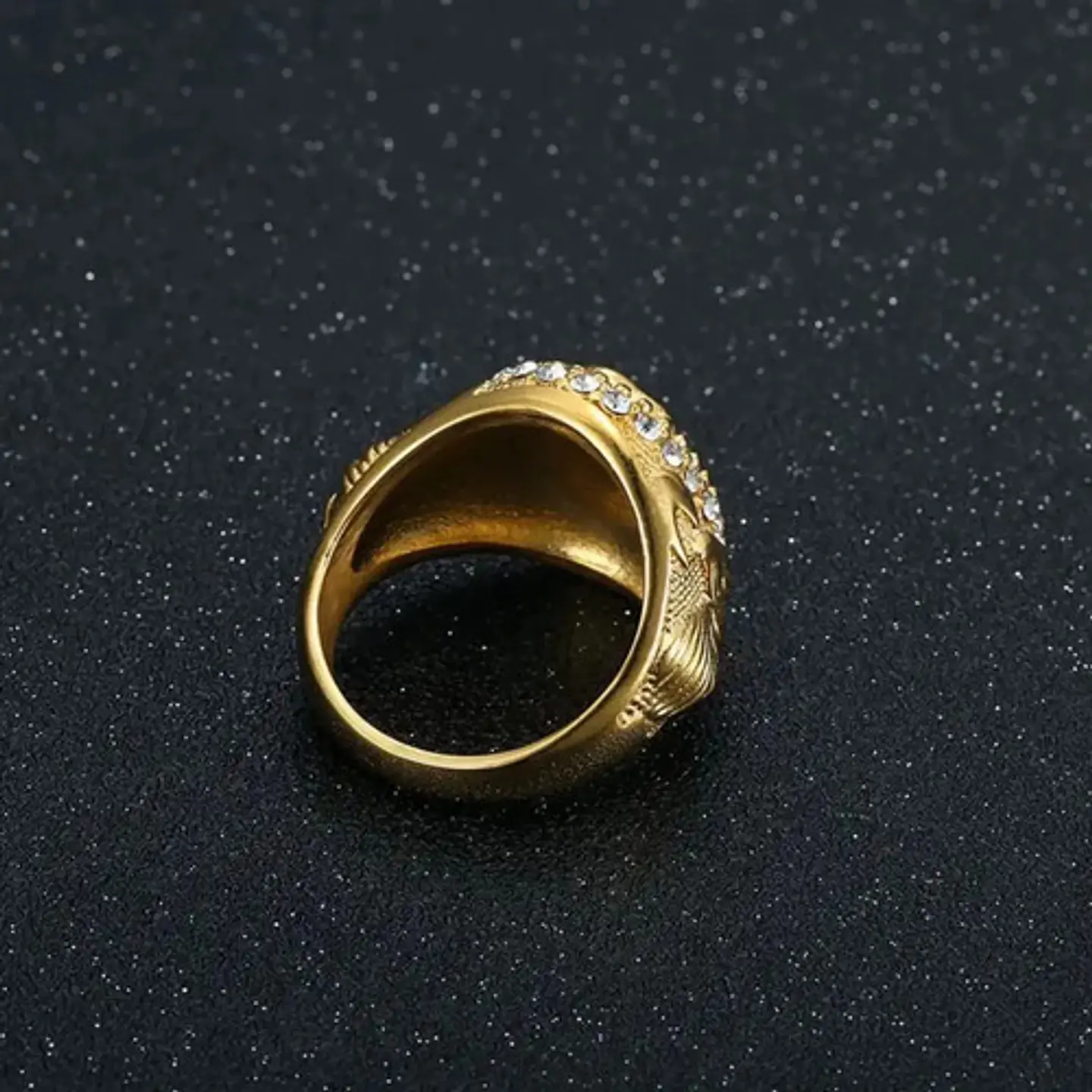 Anillo Lujoso Para Hombre Águila Hip Hop De Acero Color Oro 5