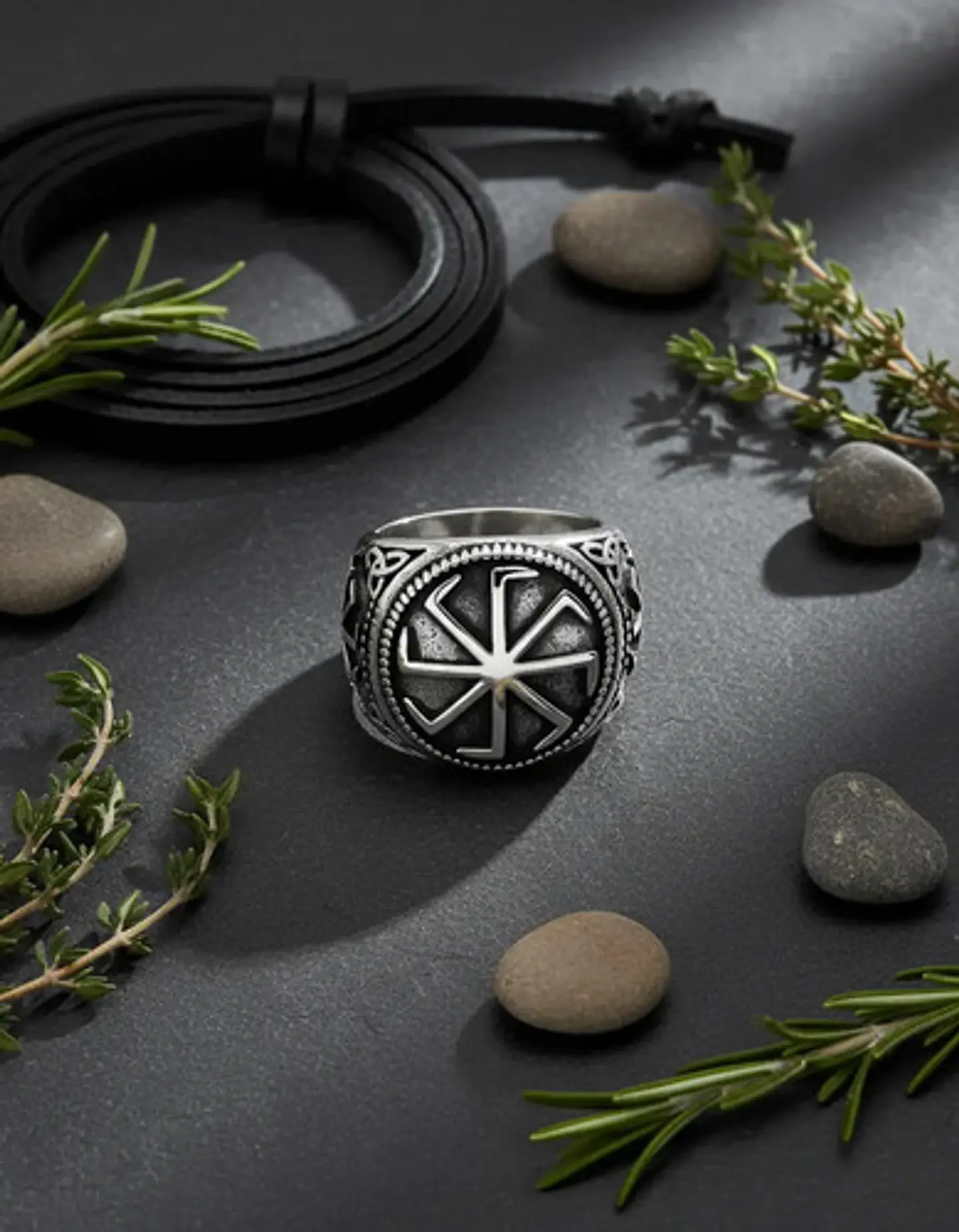 Anillo Amuleto Para Hombre Eslavos Kolovrot Vikingo De Acero 3