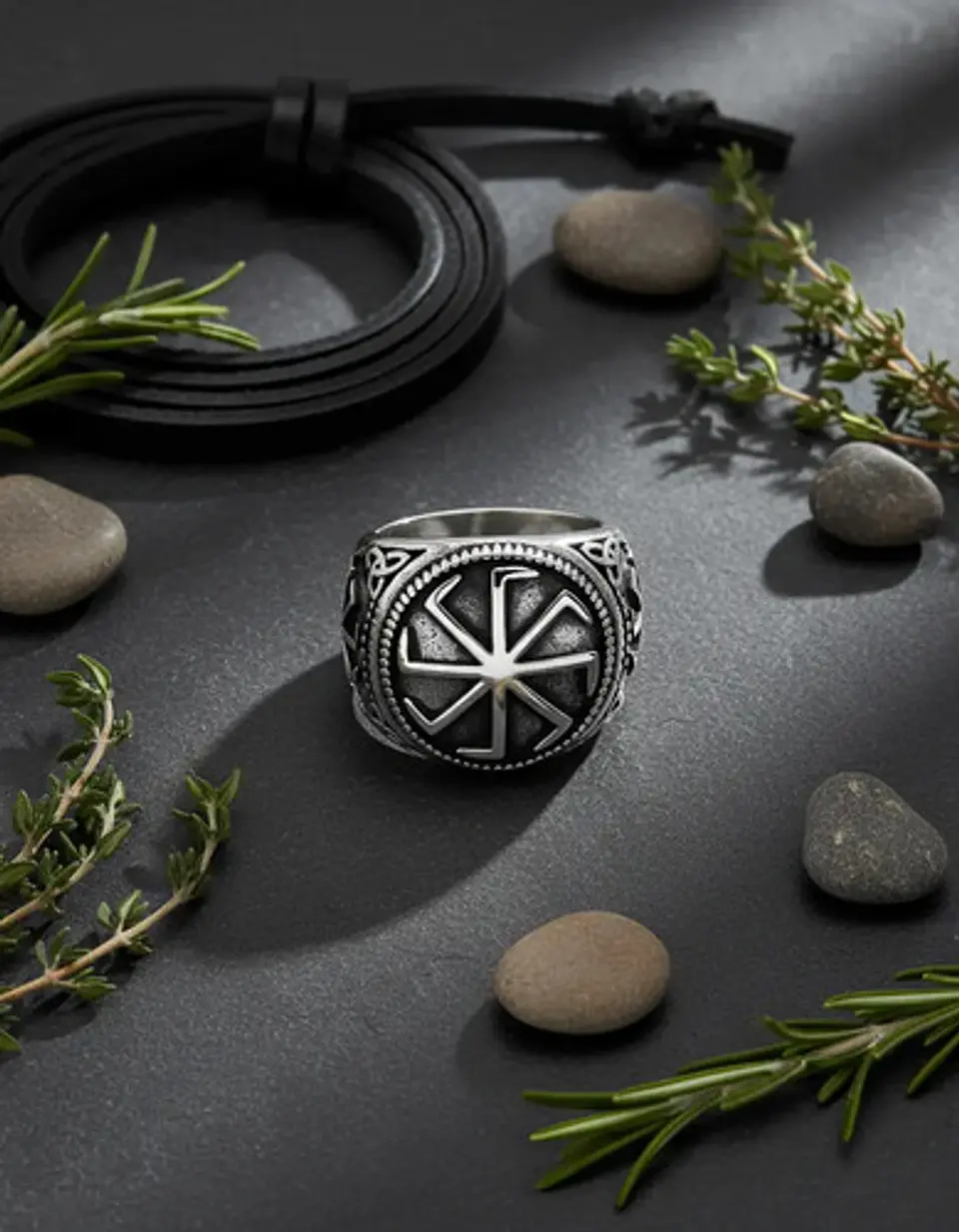 Anillo Amuleto Para Hombre Eslavos Kolovrot Vikingo De Acero 3