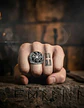 Anillo Amuleto Para Hombre Eslavos Kolovrot Vikingo De Acero - Miniatura 9
