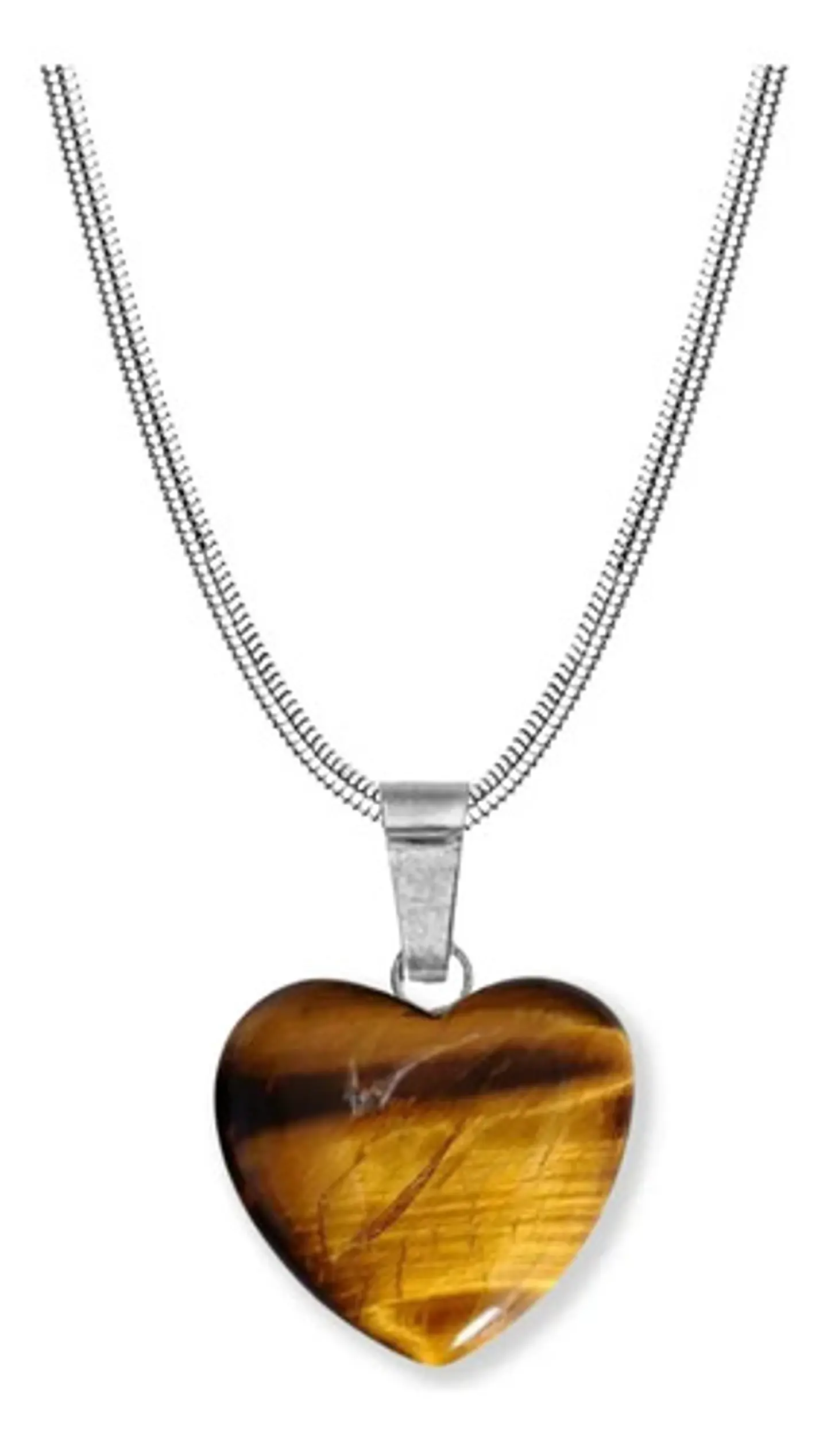 Collar Para Mujer Y Dije Piedra Ojo De Tigre Natural Corazón 6