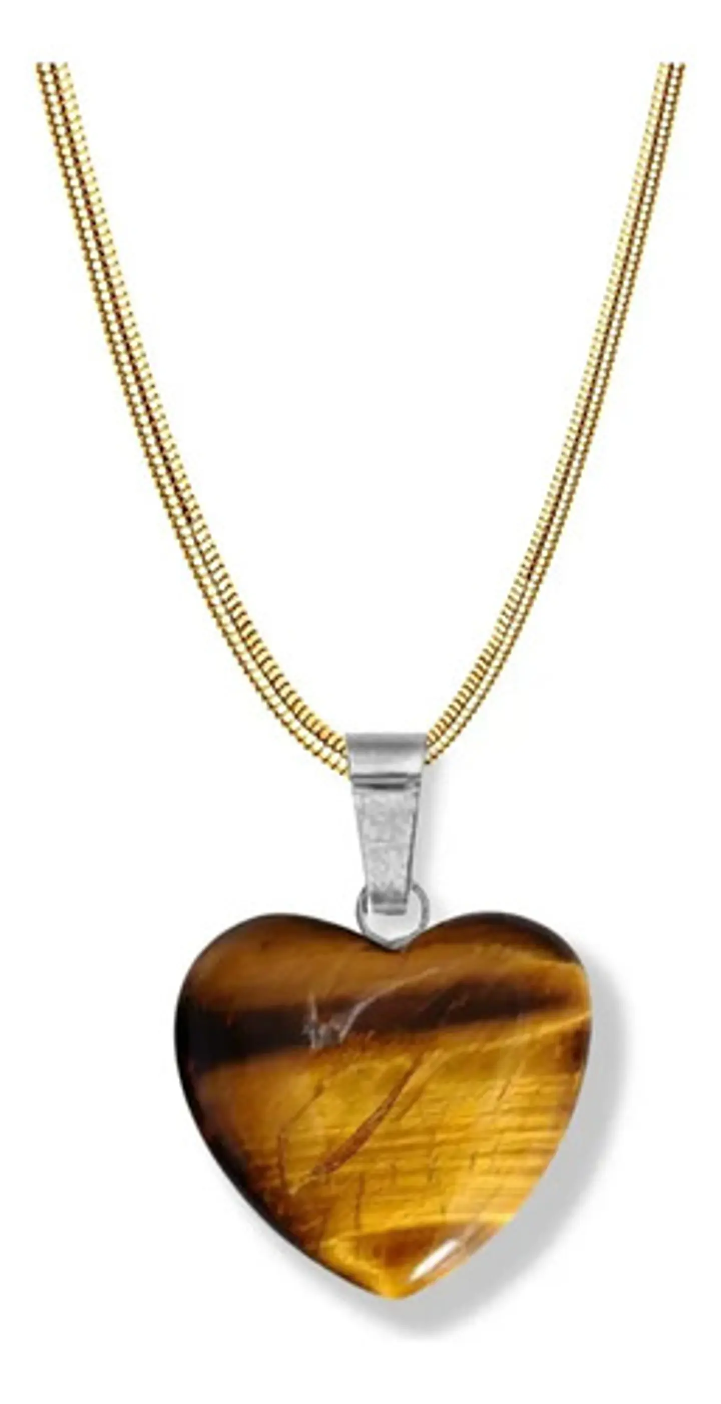 Collar Para Mujer Y Dije Piedra Ojo De Tigre Natural Corazón 8