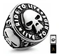 Anillo Motorista Para Hombre Con Cráneo De Acero Color Plata - Miniatura 1
