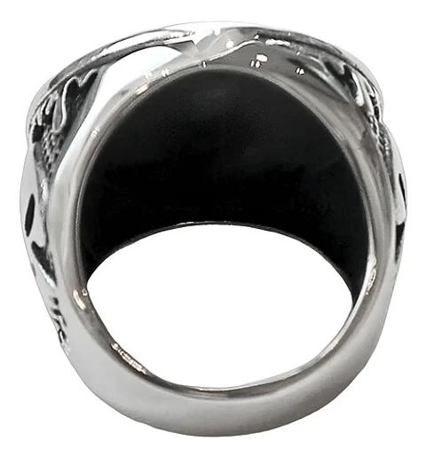 Anillo Motorista Para Hombre Con Cráneo De Acero Color Plata