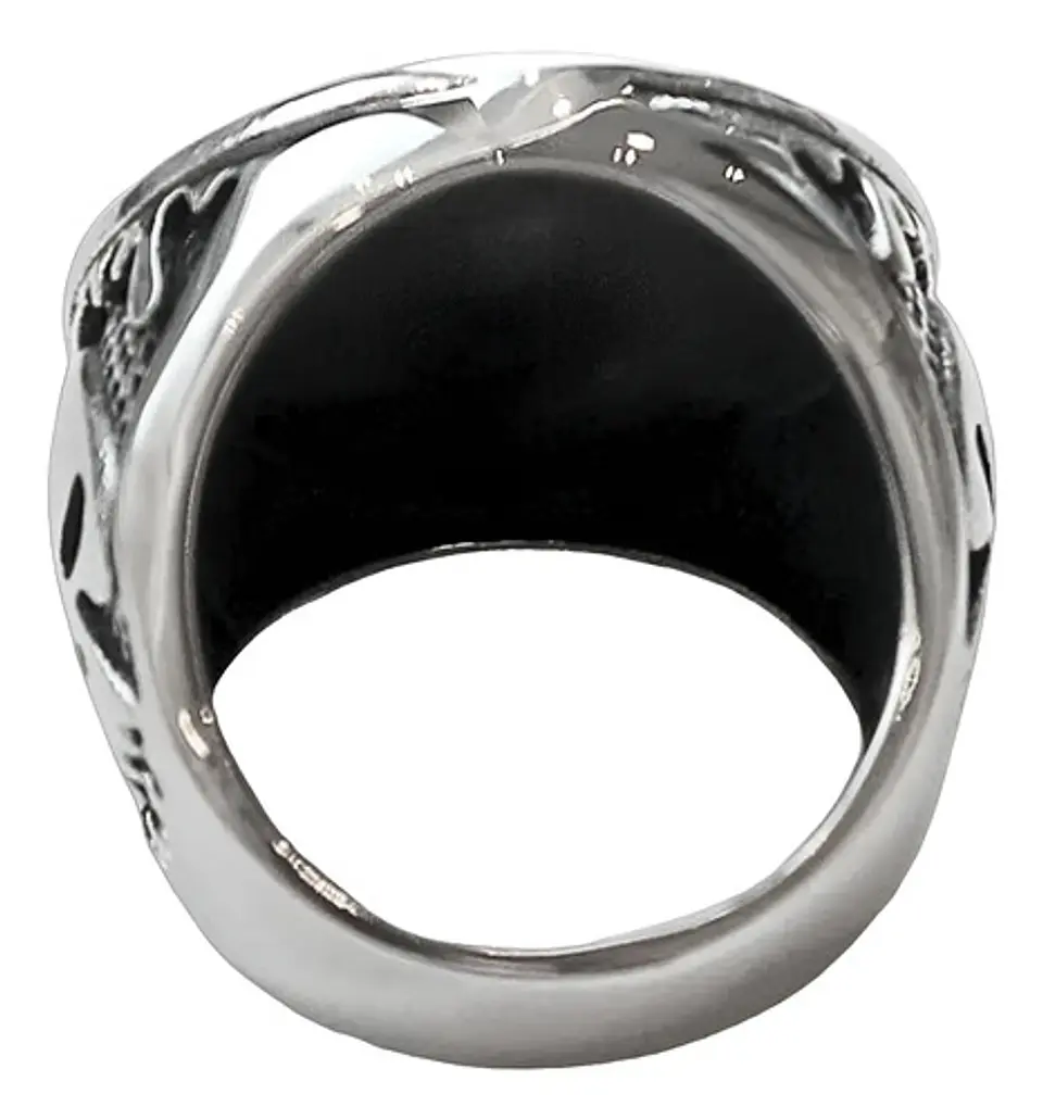 Anillo Motorista Para Hombre Con Cráneo De Acero Color Plata 2