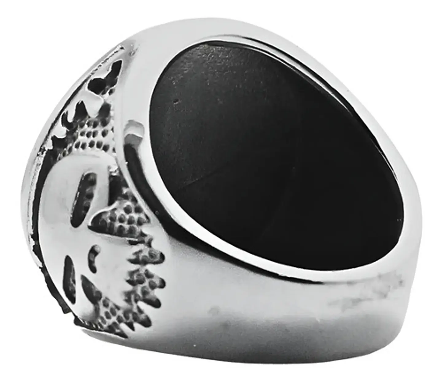 Anillo Motorista Para Hombre Con Cráneo De Acero Color Plata 3