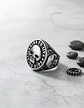 Anillo Motorista Para Hombre Con Cráneo De Acero Color Plata - Miniatura 5