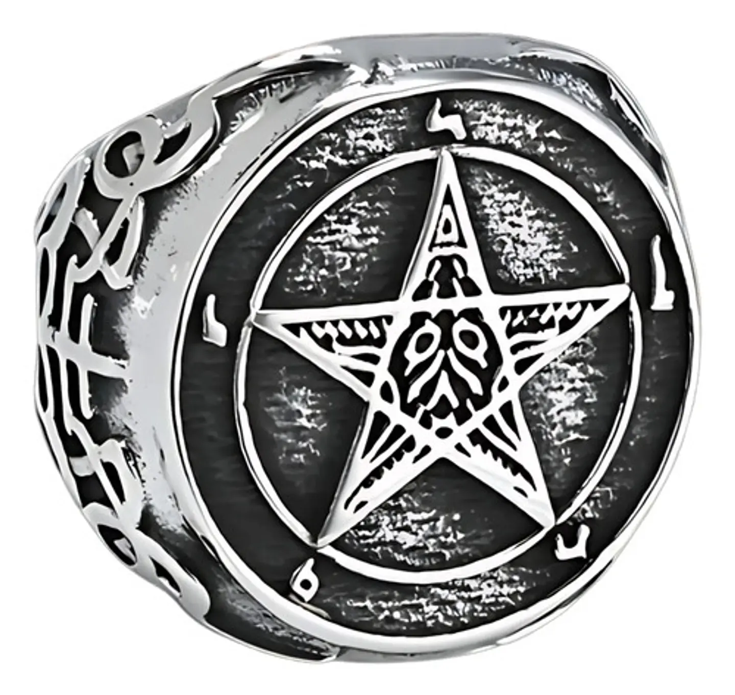 Gran Anillo Para Hombre Mujer Con Pentagrama Sigilo Lucifer 1
