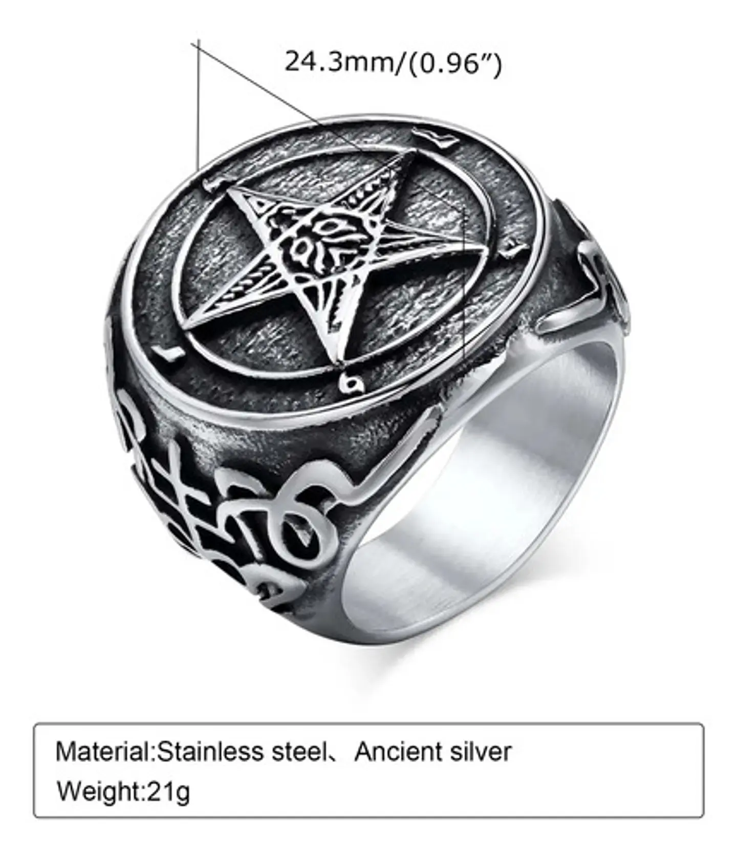 Gran Anillo Para Hombre Mujer Con Pentagrama Sigilo Lucifer 2