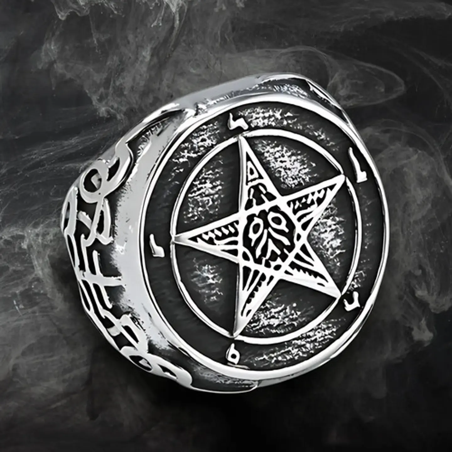 Gran Anillo Para Hombre Mujer Con Pentagrama Sigilo Lucifer 3
