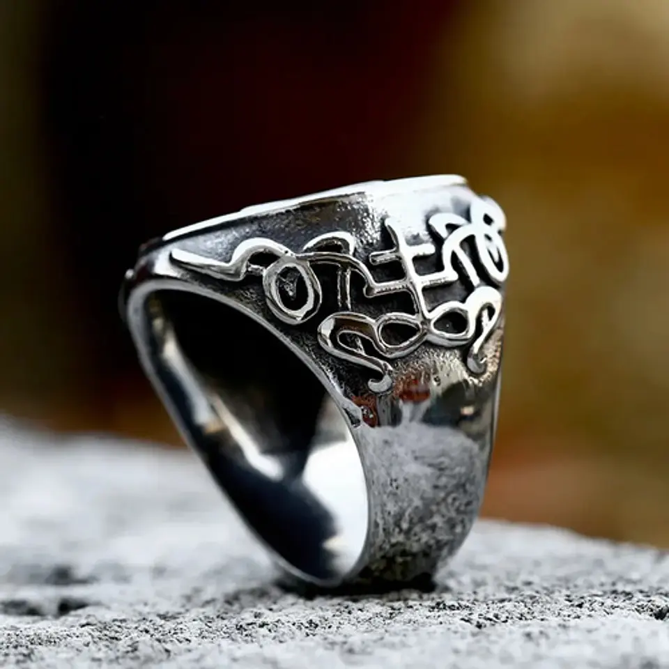 Gran Anillo Para Hombre Mujer Con Pentagrama Sigilo Lucifer 9