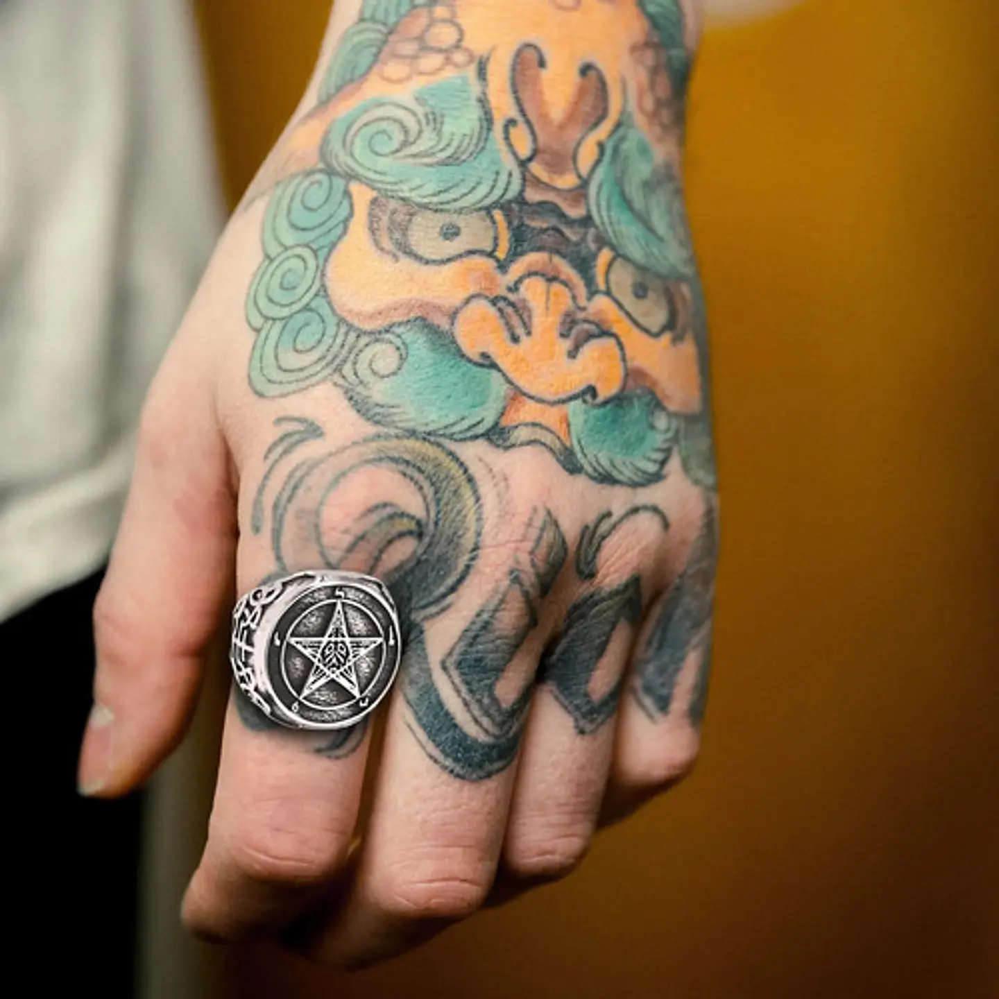 Gran Anillo Para Hombre Mujer Con Pentagrama Sigilo Lucifer 10